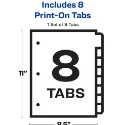 Avery Print-On Paper Dividers, 8 Tabs, White (11528) Sale