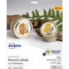 Avery Print-to-the-Edge Laser/Inkjet Round Labels, 2 1/2" Dia, White, 225 Labels/Pack (22562)* Shipping Labels