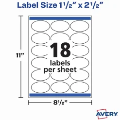 Avery Print-to-the-Edge Laser/Inkjet Oval Labels, 1 1/2