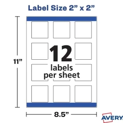 Avery Print-to-the-Edge Laser/Inkjet Square Labels, 2