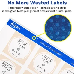 Avery Print-to-the-Edge Laser/Inkjet Square Labels, 1 1/2