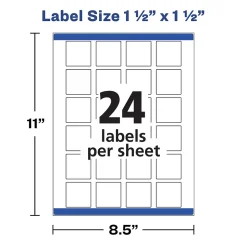 Avery Print-to-the-Edge Laser/Inkjet Square Labels, 1 1/2