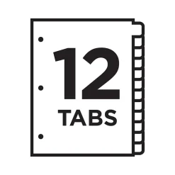 Avery Ready Index Numeric Paper Dividers, 12-Tab, Multicolor, 6/Pack (11196) Sale