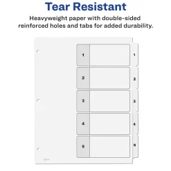 Avery Ready Index Table of Contents Paper Dividers, 1-5 Tabs, White, 6 Sets/Pack (11821) Hot