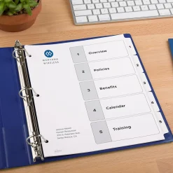 Avery Ready Index Table of Contents Paper Dividers, 1-5 Tabs, White, 6 Sets/Pack (11821) Hot