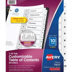 Avery Ready Index Table of Contents Paper Dividers, 1-10 Tabs, White, 6 Sets/Pack (11823) Hot