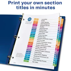 Avery Ready Index Table of Contents Pre-Printed Paper Dividers, A-Z Tabs, Multicolor, 1 Set (11125) Online