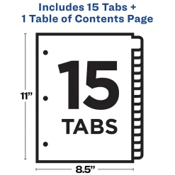 Avery Ready Index Table of Contents Pre-Printed Paper Dividers, 15 Tabs, Multicolor, 1 Set (11143) Online