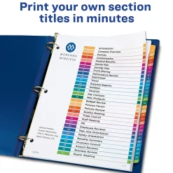 Avery Ready Index Table of Contents Pre-Printed Numeric Paper Divider, 31 Tabs, Multicolor, 1 Set (11129)