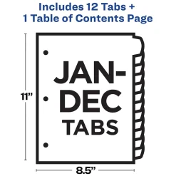 Avery Ready Index Table of Contents Paper Dividers, 1-12 Tabs, Contemporary Multicolor (11847) New