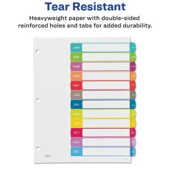 Avery Ready Index Table of Contents Paper Dividers, 1-12 Tabs, Contemporary Multicolor (11847) New