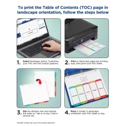 Avery Ready Index Table of Contents Paper Dividers, 1-12 Tabs, Contemporary Multicolor (11847) New