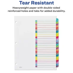 Avery Ready Index Table of Contents Paper Dividers, A-Z Tabs, Contemporary Multicolor (11844) New