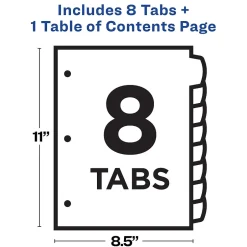 Avery Ready Index Table of Contents Paper Dividers, 1-8 Tabs, Contemporary Multicolor (11841)