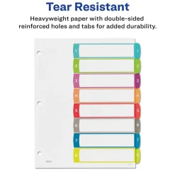 Avery Ready Index Table of Contents Paper Dividers, 1-8 Tabs, Contemporary Multicolor (11841)