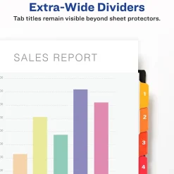 Avery Ready Index Table of Contents Extra-Wide Paper Dividers, 1-8 Tab, Multicolor (11163) Hot