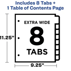 Avery Ready Index Table of Contents Extra-Wide Paper Dividers, 1-8 Tab, Multicolor (11163) Hot