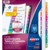 Avery Ready Index Table of Contents Extra-Wide Paper Dividers, 1-10 Tab, Multicolor (11165) Clearance