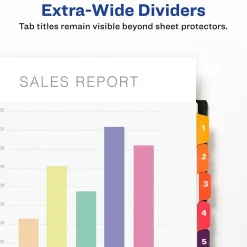 Avery Ready Index Table of Contents Extra-Wide Paper Dividers, 1-10 Tab, Multicolor (11165) Clearance