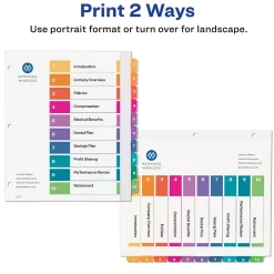 Avery Ready Index Table of Contents Extra-Wide Paper Dividers, 1-10 Tab, Multicolor (11165) Clearance
