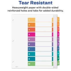 Avery Ready Index Table of Contents Extra-Wide Paper Dividers, 1-10 Tab, Multicolor (11165) Clearance