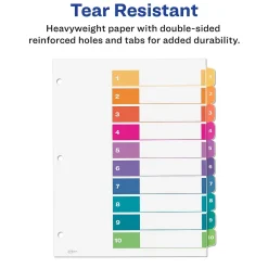 Avery Ready Index Table of Contents Paper Dividers, 1-10 Tabs, Multicolor, 6 Sets/Pack (11188) Sale