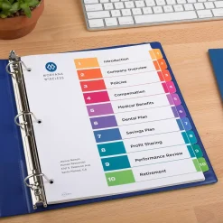 Avery Ready Index Table of Contents Paper Dividers, 1-10 Tabs, Multicolor, 6 Sets/Pack (11188) Sale