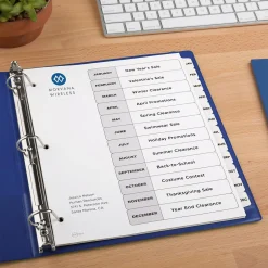 Avery Ready Index Table of Contents Paper Dividers, Jan-Dec Tabs, White (11126) Clearance
