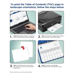Avery Ready Index Table of Contents Paper Dividers, 1-8 Tabs, White (11132) Clearance