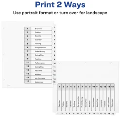 Avery Ready Index Table of Contents Paper Dividers, 1-15 Tabs, White (11142) Best