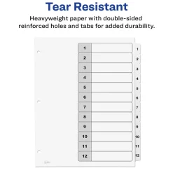Avery Ready Index Table of Contents Paper Dividers, 1-12 Tabs, White (11140) Best