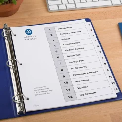 Avery Ready Index Table of Contents Paper Dividers, 1-12 Tabs, White (11140) Best