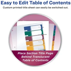 Avery Ready Index Table of Contents Plastic Dividers, 1-8 Tabs, Multicolor (11817) Outlet