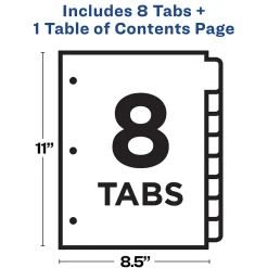 Avery Ready Index Table of Contents Plastic Dividers, 1-8 Tabs, Multicolor (11817) Outlet