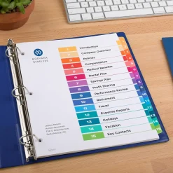 Avery Ready Index Table of Contents Paper Dividers, 1-15 Tabs, Multicolor, 6 Sets/Pack (11197) Best