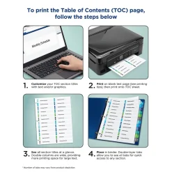 Avery Ready Index Table of Contents Double Column Paper Dividers, 1-16 Tabs, Multicolor (11320) Clearance