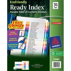 Avery Ready Index Table of Contents EcoFriendly Paper Dividers, 1-31 Tabs, Multicolor (11084) Discount
