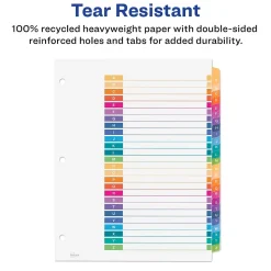 Avery Ready Index Table of Contents EcoFriendly Paper Dividers, A-Z Tabs, Multicolor (11085)