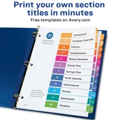 Avery Ready Index Table of Contents EcoFriendly Paper Dividers, 1-12 Tabs, Multicolor, 3 Sets/Pack (11083) Discount