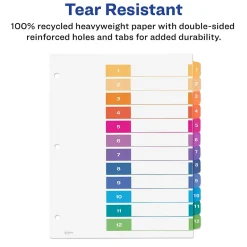 Avery Ready Index Table of Contents EcoFriendly Paper Dividers, 1-12 Tabs, Multicolor, 3 Sets/Pack (11083) Discount