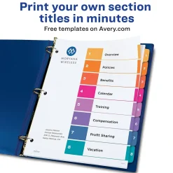 Avery Ready Index Table of Contents EcoFriendly Paper Dividers, 1-8 Tabs, Multicolor, 3 Sets/Pack (11081) Hot