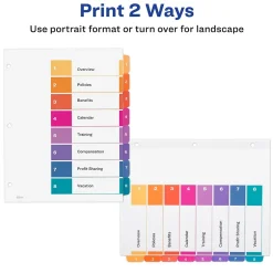 Avery Ready Index Table of Contents EcoFriendly Paper Dividers, 1-8 Tabs, Multicolor, 3 Sets/Pack (11081) Hot