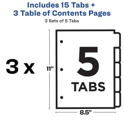 Avery Ready Index Table of Contents EcoFriendly Paper Dividers, 1-5 Tabs, Multicolor, 3 Sets/Pack (11080) Sale