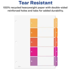 Avery Ready Index Table of Contents EcoFriendly Paper Dividers, 1-5 Tabs, Multicolor, 3 Sets/Pack (11080) Sale