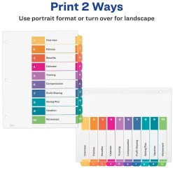 Avery Ready Index Table of Contents EcoFriendly Paper Dividers, 1-10 Tabs, Multicolor, 3 Sets/Pack (11082) Sale