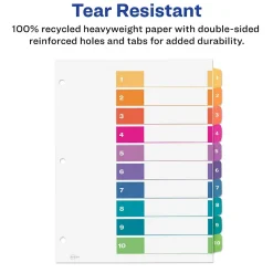 Avery Ready Index Table of Contents EcoFriendly Paper Dividers, 1-10 Tabs, Multicolor, 3 Sets/Pack (11082) Sale