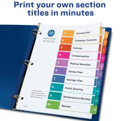 Avery Ready Index Table of Contents Paper Dividers, 1-10 Tabs, Multicolor, 24 Sets/Box (11169) Outlet