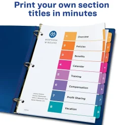 Avery Ready Index Table of Contents Paper Dividers, 1-8 Tabs, Multicolor, 24 Sets/Box (11168) Online