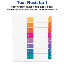 Avery Ready Index Table of Contents Paper Dividers, 1-8 Tabs, Multicolor, 24 Sets/Box (11168) Online