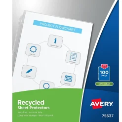Avery Recycled Economy Weight Sheet Protectors, 8-1/2" x 11", Semi-Clear, 100/Box (75537) Discount